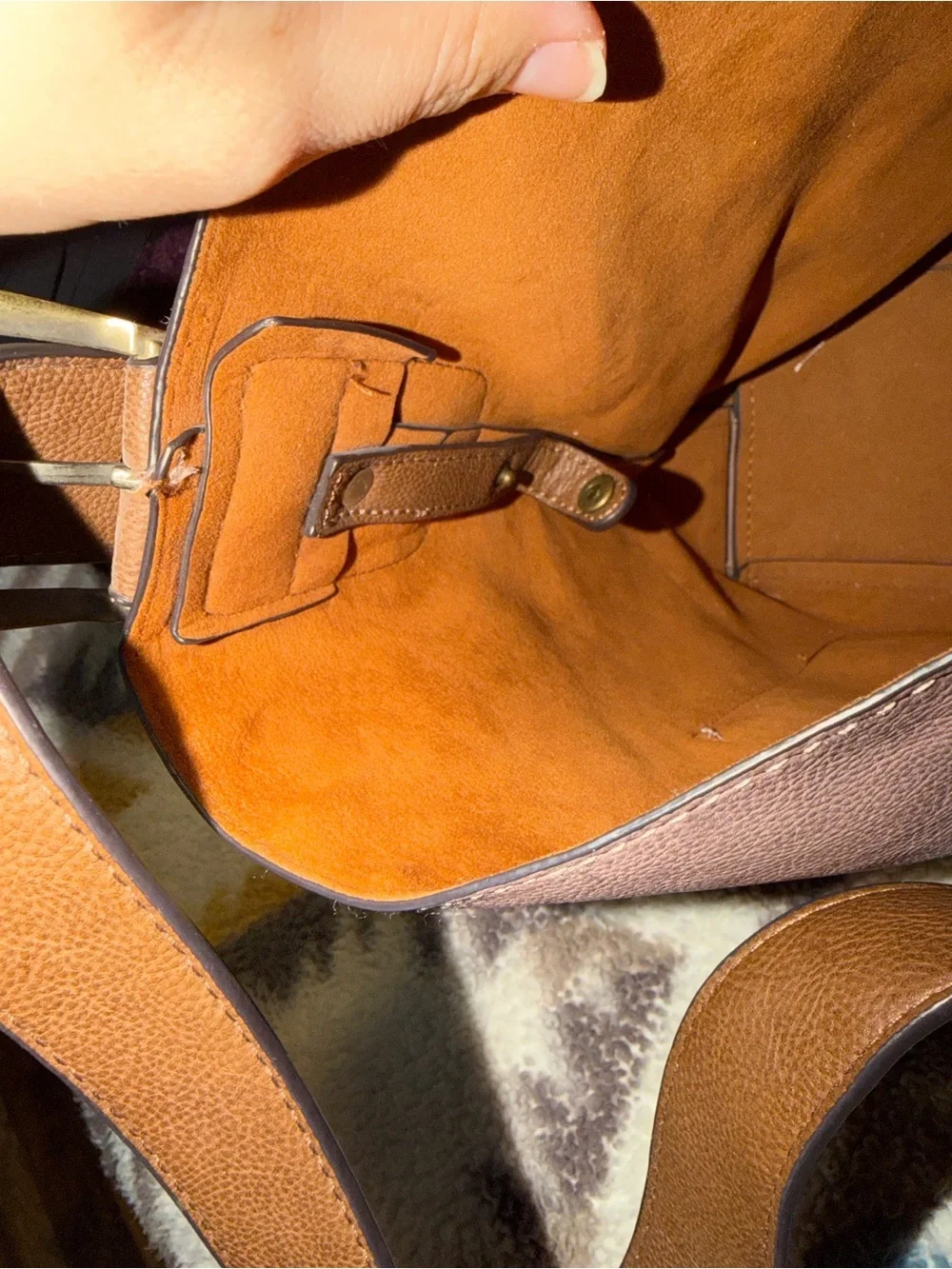 Women's Taupe Shoulder Tote Bag with Brown Straps